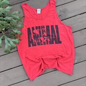 Red and black vintage Animal gymwear lightweight graphic beach tank top